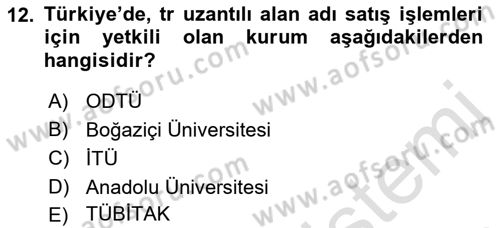 Web Yayıncılığı Dersi Ara Sınavı Deneme Sınav Soruları 12. Soru