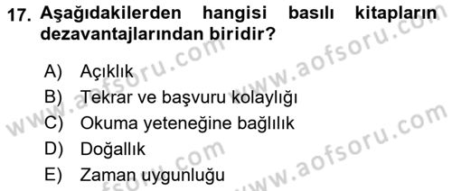 Web Yayıncılığı Dersi Ara Sınavı Deneme Sınav Soruları 17. Soru