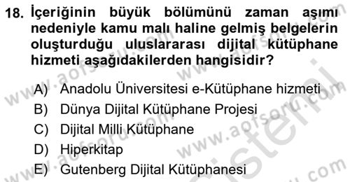Web Yayıncılığı Dersi Ara Sınavı Deneme Sınav Soruları 18. Soru