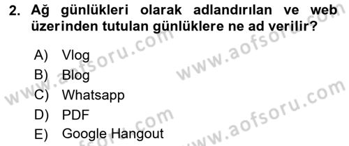 Web Yayıncılığı Dersi 2019 - 2020 Yılı (Vize) Ara Sınav Soruları 2. Soru