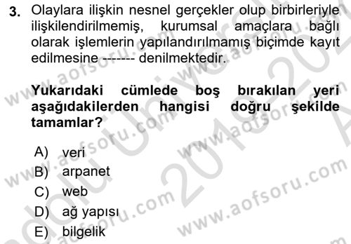 Web Yayıncılığı Dersi Ara Sınavı Deneme Sınav Soruları 3. Soru