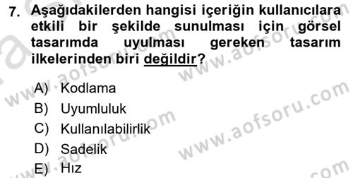 Web Yayıncılığı Dersi 2019 - 2020 Yılı (Vize) Ara Sınav Soruları 7. Soru