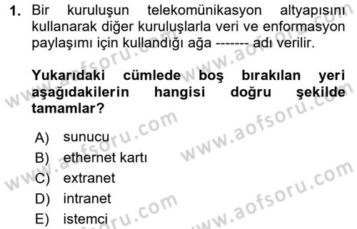 Web Yayıncılığı Dersi 2019 - 2020 Yılı (Final) Dönem Sonu Sınav Soruları 1. Soru