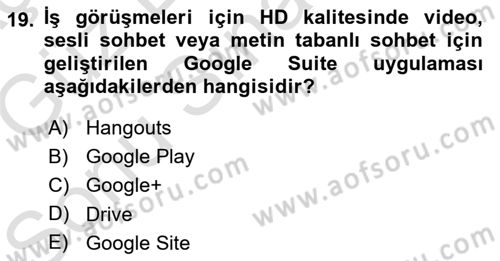 Web Yayıncılığı Dersi 2019 - 2020 Yılı (Final) Dönem Sonu Sınav Soruları 19. Soru