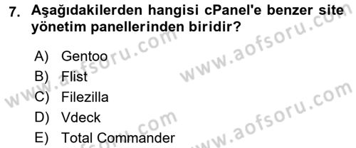 Web Yayıncılığı Dersi 2019 - 2020 Yılı (Final) Dönem Sonu Sınav Soruları 7. Soru