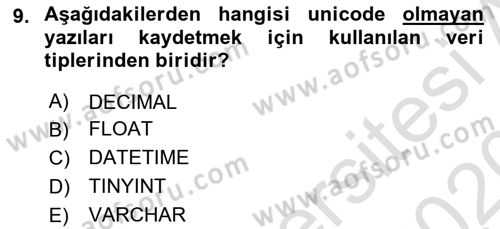 Web Yayıncılığı Dersi 2019 - 2020 Yılı (Final) Dönem Sonu Sınav Soruları 9. Soru