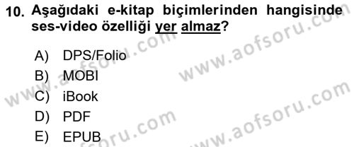 Web Yayıncılığı Dersi 2020 - 2021 Yılı Yaz Okulu Sınav Soruları 10. Soru