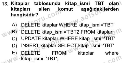 Web Yayıncılığı Dersi 2020 - 2021 Yılı Yaz Okulu Sınav Soruları 13. Soru