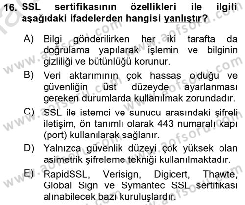 Web Yayıncılığı Dersi 2020 - 2021 Yılı Yaz Okulu Sınav Soruları 16. Soru