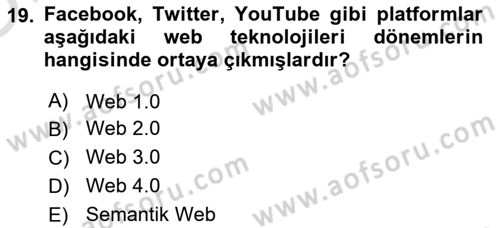 Web Yayıncılığı Dersi 2020 - 2021 Yılı Yaz Okulu Sınav Soruları 19. Soru