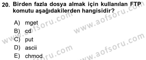 Web Yayıncılığı Dersi 2020 - 2021 Yılı Yaz Okulu Sınav Soruları 20. Soru