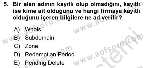 Web Yayıncılığı Dersi 2020 - 2021 Yılı Yaz Okulu Sınav Soruları 5. Soru
