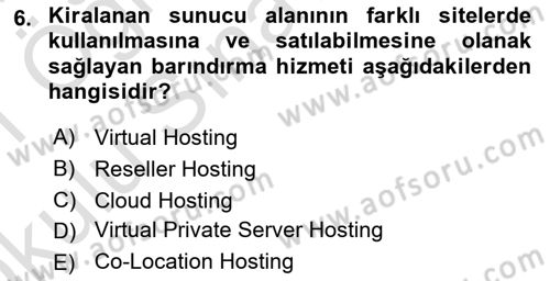 Web Yayıncılığı Dersi 2020 - 2021 Yılı Yaz Okulu Sınav Soruları 6. Soru