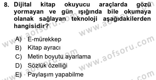 Web Yayıncılığı Dersi 2020 - 2021 Yılı Yaz Okulu Sınav Soruları 8. Soru