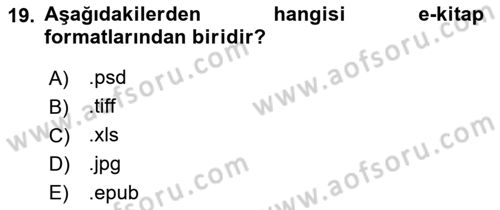 Web Yayıncılığı Dersi 2021 - 2022 Yılı (Vize) Ara Sınav Soruları 19. Soru