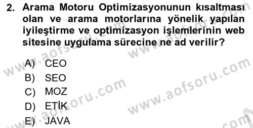 Web Yayıncılığı Dersi 2021 - 2022 Yılı (Vize) Ara Sınav Soruları 2. Soru