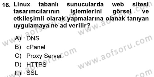 Web Yayıncılığı Dersi 2021 - 2022 Yılı (Final) Dönem Sonu Sınav Soruları 16. Soru