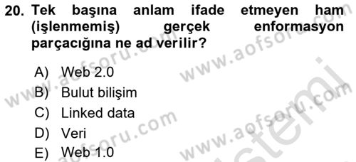 Web Yayıncılığı Dersi 2021 - 2022 Yılı (Final) Dönem Sonu Sınav Soruları 20. Soru