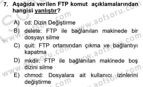 Web Yayıncılığı Dersi 2021 - 2022 Yılı (Final) Dönem Sonu Sınav Soruları 7. Soru