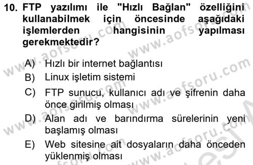 Web Yayıncılığı Dersi 2021 - 2022 Yılı Yaz Okulu Sınav Soruları 10. Soru