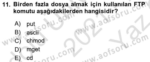 Web Yayıncılığı Dersi 2021 - 2022 Yılı Yaz Okulu Sınav Soruları 11. Soru