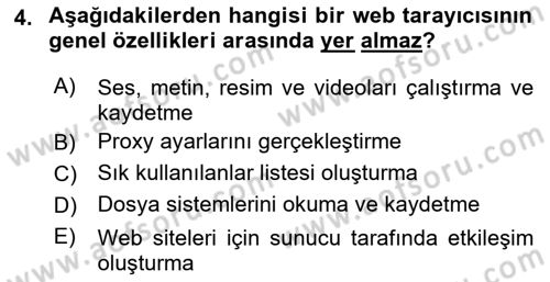 Web Yayıncılığı Dersi 2021 - 2022 Yılı Yaz Okulu Sınav Soruları 4. Soru