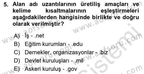 Web Yayıncılığı Dersi 2021 - 2022 Yılı Yaz Okulu Sınav Soruları 5. Soru