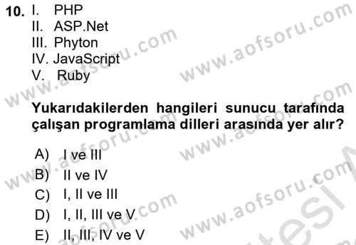 Web Yayıncılığı Dersi 2022 - 2023 Yılı (Vize) Ara Sınav Soruları 10. Soru
