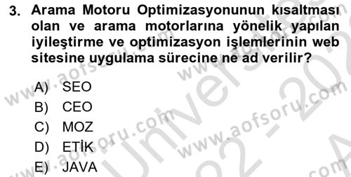 Web Yayıncılığı Dersi 2022 - 2023 Yılı (Vize) Ara Sınav Soruları 3. Soru