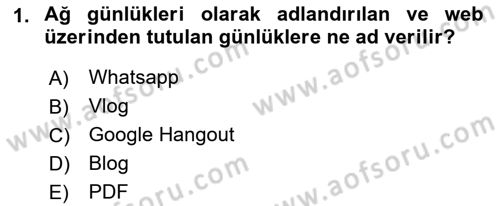 Web Yayıncılığı Dersi 2022 - 2023 Yılı (Final) Dönem Sonu Sınav Soruları 1. Soru