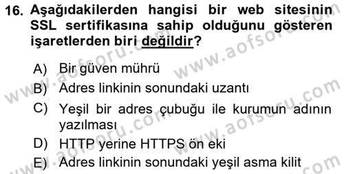 Web Yayıncılığı Dersi 2022 - 2023 Yılı (Final) Dönem Sonu Sınav Soruları 16. Soru