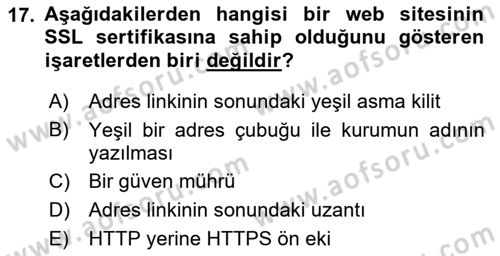 Web Yayıncılığı Dersi 2022 - 2023 Yılı Yaz Okulu Sınav Soruları 17. Soru