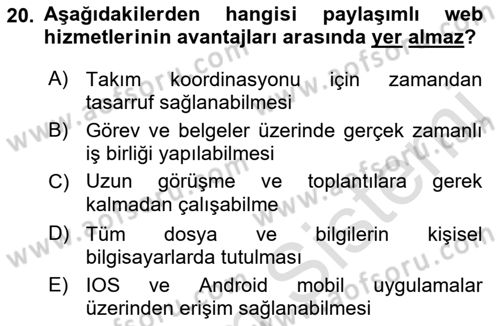 Web Yayıncılığı Dersi 2022 - 2023 Yılı Yaz Okulu Sınav Soruları 20. Soru