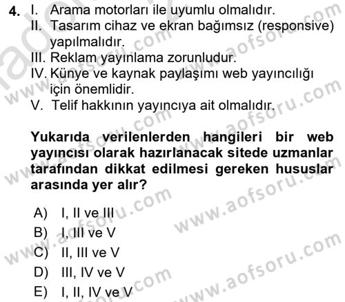Web Yayıncılığı Dersi 2023 - 2024 Yılı (Vize) Ara Sınav Soruları 4. Soru