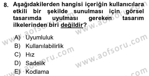 Web Yayıncılığı Dersi 2023 - 2024 Yılı (Vize) Ara Sınav Soruları 8. Soru