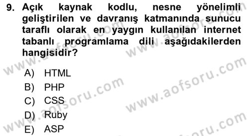 Web Yayıncılığı Dersi 2023 - 2024 Yılı (Vize) Ara Sınav Soruları 9. Soru