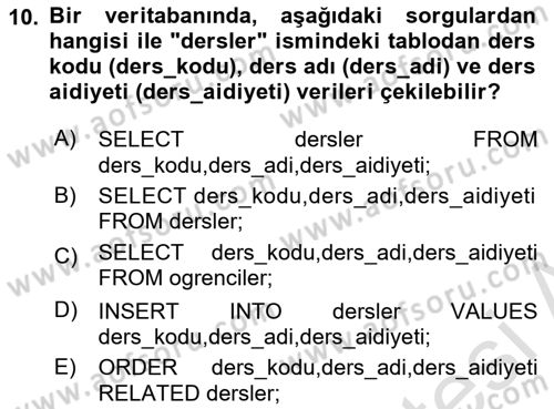 Web Yayıncılığı Dersi 2023 - 2024 Yılı (Final) Dönem Sonu Sınav Soruları 10. Soru