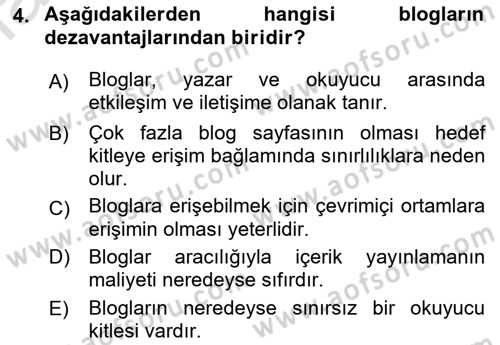 Web Yayıncılığı Dersi 2023 - 2024 Yılı (Final) Dönem Sonu Sınav Soruları 4. Soru
