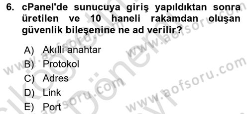 Web Yayıncılığı Dersi 2023 - 2024 Yılı (Final) Dönem Sonu Sınav Soruları 6. Soru