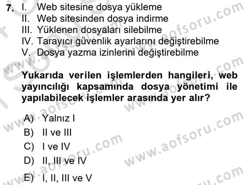 Web Yayıncılığı Dersi 2023 - 2024 Yılı (Final) Dönem Sonu Sınav Soruları 7. Soru