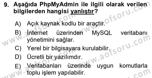 Web Yayıncılığı Dersi 2023 - 2024 Yılı (Final) Dönem Sonu Sınav Soruları 9. Soru