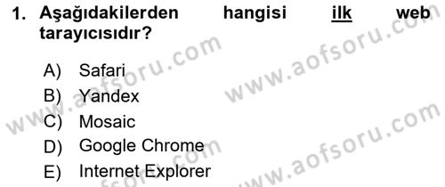 Web Yayıncılığı Dersi 2023 - 2024 Yılı Yaz Okulu Sınav Soruları 1. Soru
