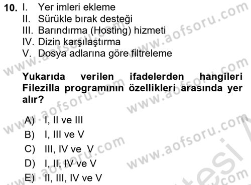 Web Yayıncılığı Dersi 2023 - 2024 Yılı Yaz Okulu Sınav Soruları 10. Soru