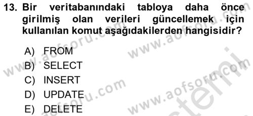 Web Yayıncılığı Dersi 2023 - 2024 Yılı Yaz Okulu Sınav Soruları 13. Soru