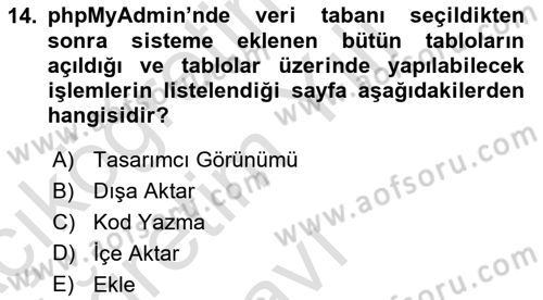 Web Yayıncılığı Dersi 2023 - 2024 Yılı Yaz Okulu Sınav Soruları 14. Soru