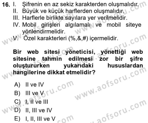 Web Yayıncılığı Dersi 2023 - 2024 Yılı Yaz Okulu Sınav Soruları 16. Soru
