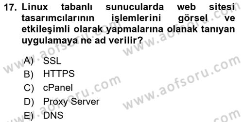 Web Yayıncılığı Dersi 2023 - 2024 Yılı Yaz Okulu Sınav Soruları 17. Soru