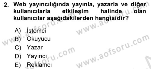 Web Yayıncılığı Dersi 2023 - 2024 Yılı Yaz Okulu Sınav Soruları 2. Soru