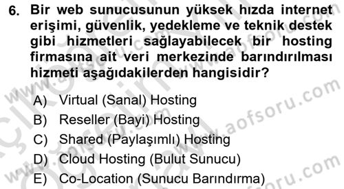 Web Yayıncılığı Dersi 2023 - 2024 Yılı Yaz Okulu Sınav Soruları 6. Soru