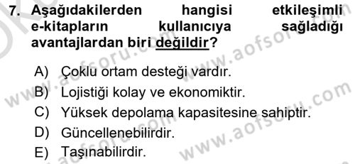 Web Yayıncılığı Dersi 2023 - 2024 Yılı Yaz Okulu Sınav Soruları 7. Soru